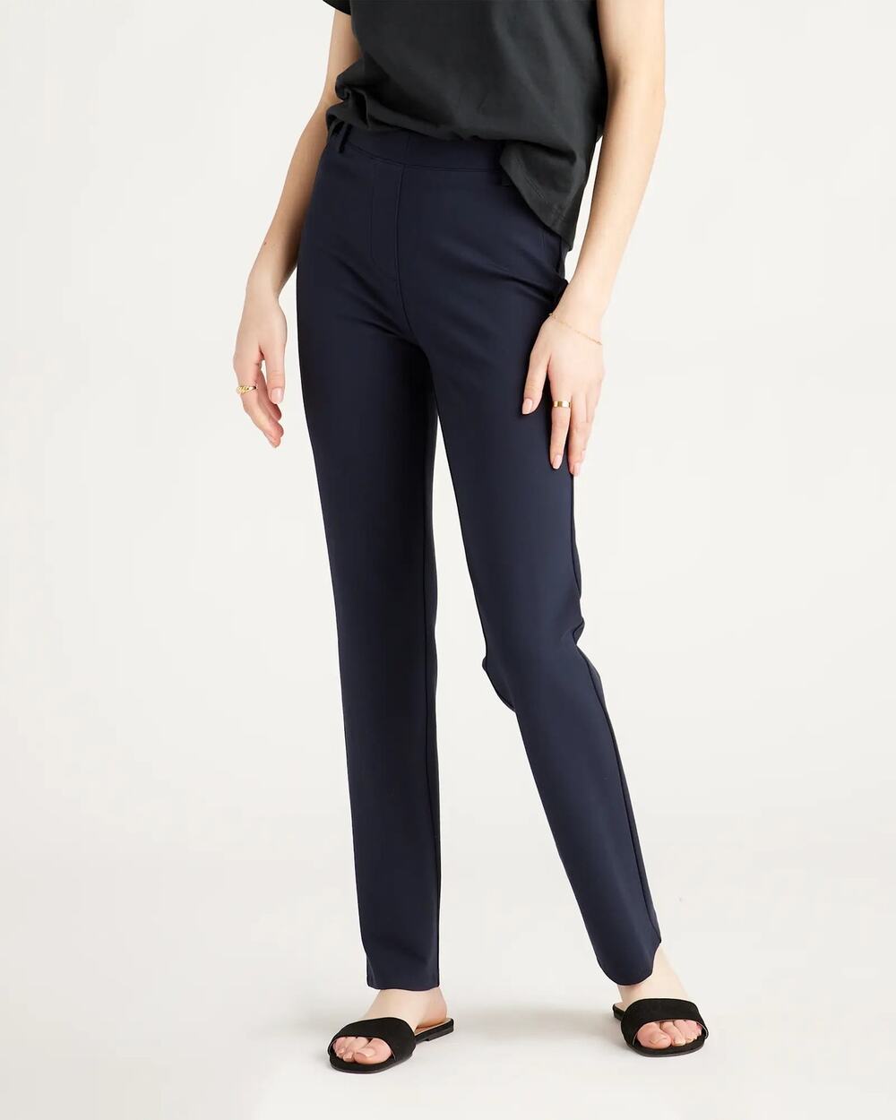 NWT Quince Womens XL Petite Ultra Stretch Ponte Straight Leg Pants Office Basic